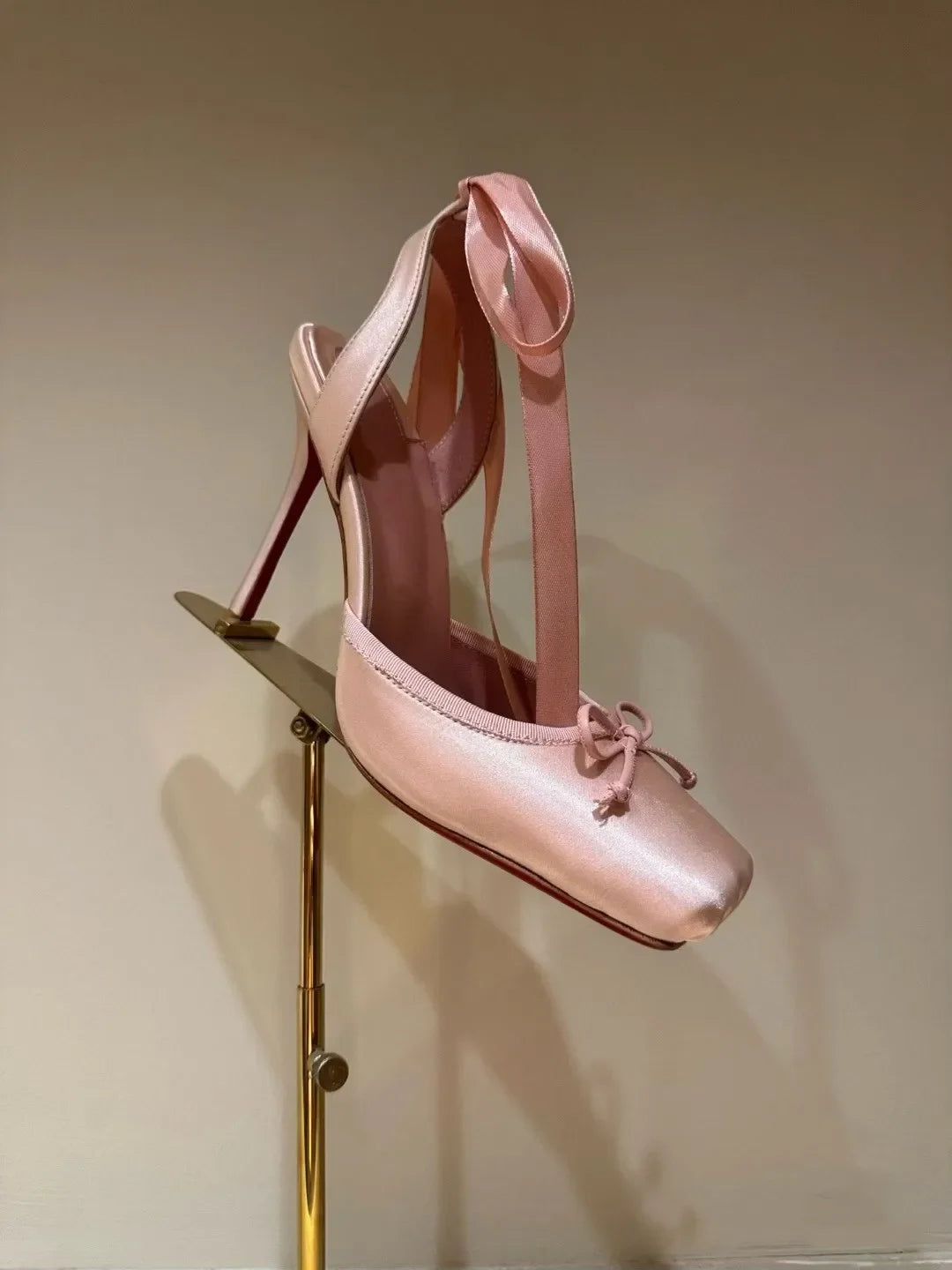 Ladies' New Summer Square Satin High-heeled Sandals with Ankle Straps, Fashionable Party and Banquet Ballet High-heeled Shoes