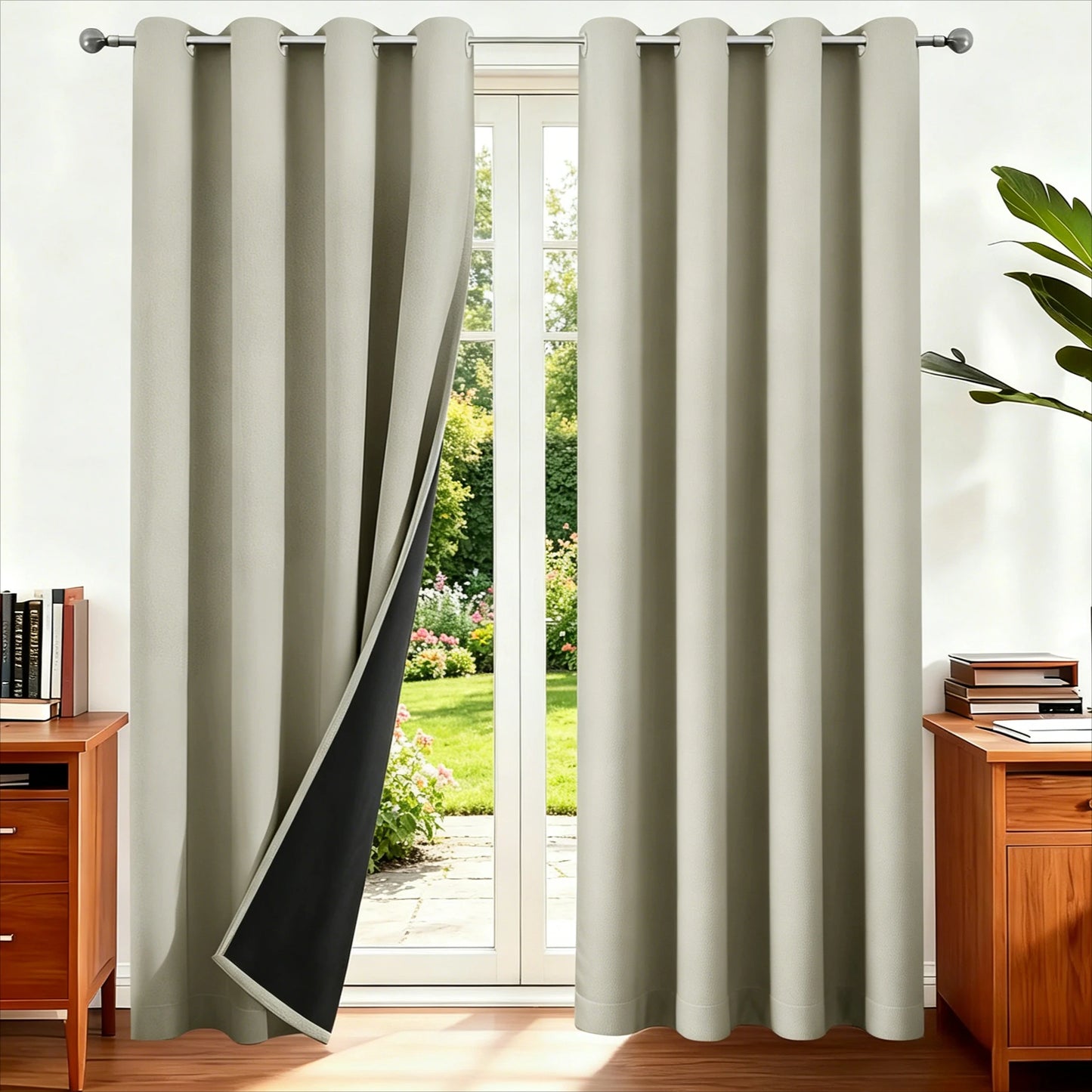Blackout Curtains Eyelet 100% Light Blocking Thermal Insulated Curtains for Bedroom Living Room Darkening Drapes Door Curtains