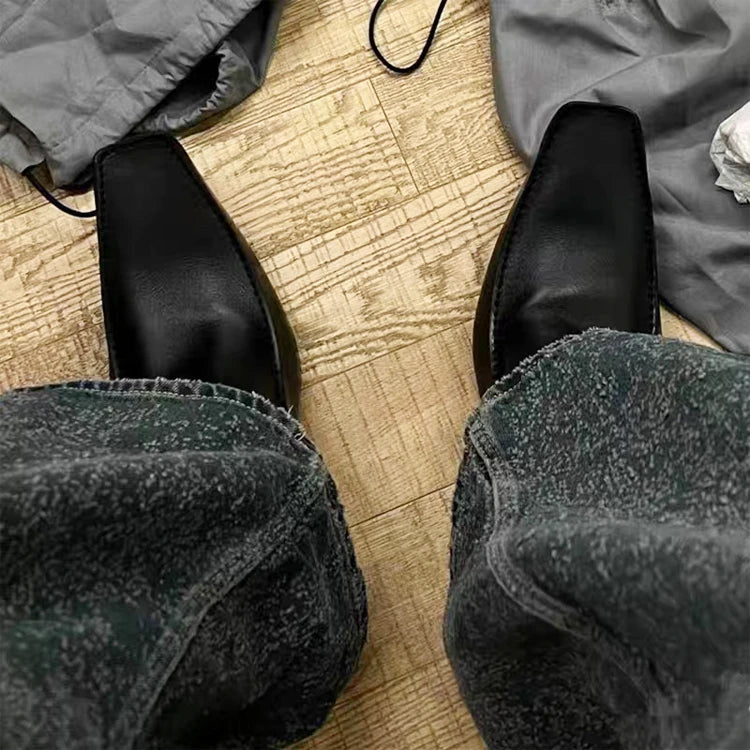 Women/Men's Square Toe Flat Derby Shoes Black Leather Shoes 2026 New Fashion Office Party Dress Business Shoes 35-43