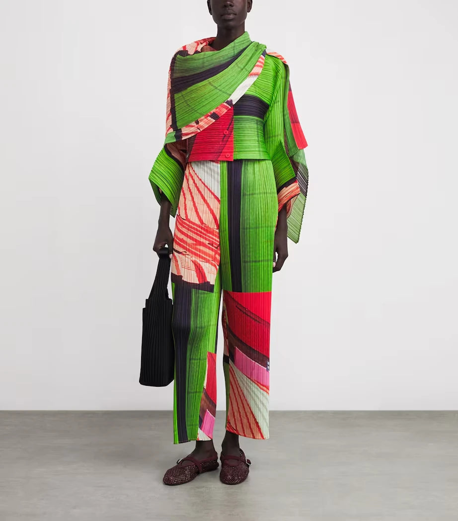 Miyake Pleated Spring And Summer New Women's Pants Printed Casual Pants