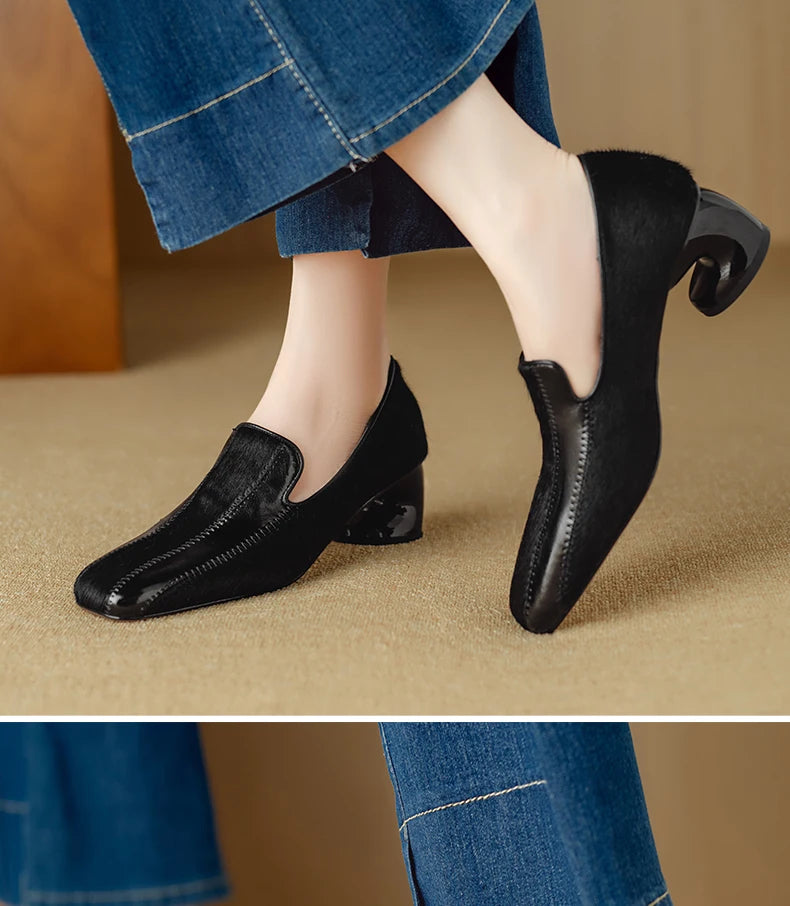 Ods Vintage Square Toe High Heels Pumps Women Autumn Shoes Party Dress 2021 Spring Footwear Retro Female Work Pumps Zapatillas