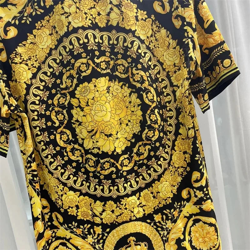 2025 Spring and Summer New Fashion Digital Printing Men's Short Sleeve Shirt High Quality Comfortable Lightweight Fabric
