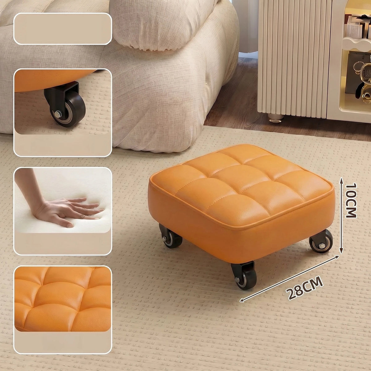 Household Wheeled Low Stools Floor-cleaning Chairs Wheeled Seam Sealing Stools Rotating Nail and Pedicure Round Stools