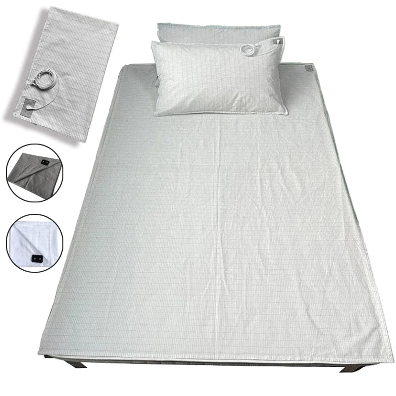 Soft and Conductive Grounding Bed Sheet AU/UK/EU/US Plug Antistatic Fiber Flat Bedsheet for Better Sleep Natural Health