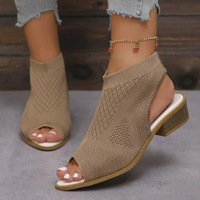 Sandals Fashion Summer Versatile Women Shoe Soft Non Slip Knitted Flat Shoes Breathable Hollow Fish Mouth Designer Shoes