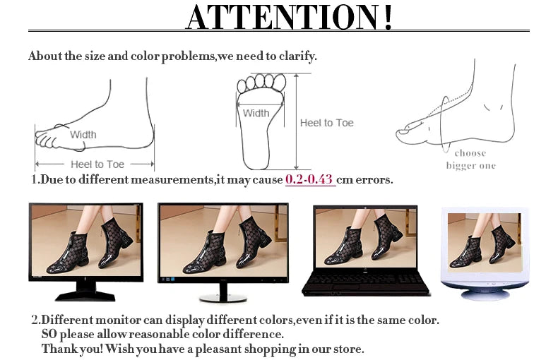 Super Trendy Mesh Boots Hollow Mesh Summer Sandals Pointed Toe Roman Women's Shoes35 to  43