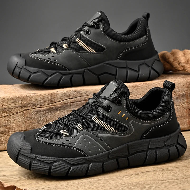 Fashionable Men Comfortable Lace Up Anti-collision Casual Sports Shoes Outdoor Men Breathable Anti Slip Soft Soled Hiking Shoes