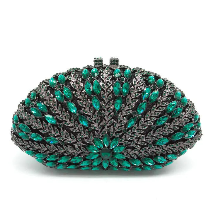 Wedding Green/Blue Purse Crystal Bridal Clutches Bags Rhinestone Lady Diamond Party Handbags Prom Formal Purses Bag
