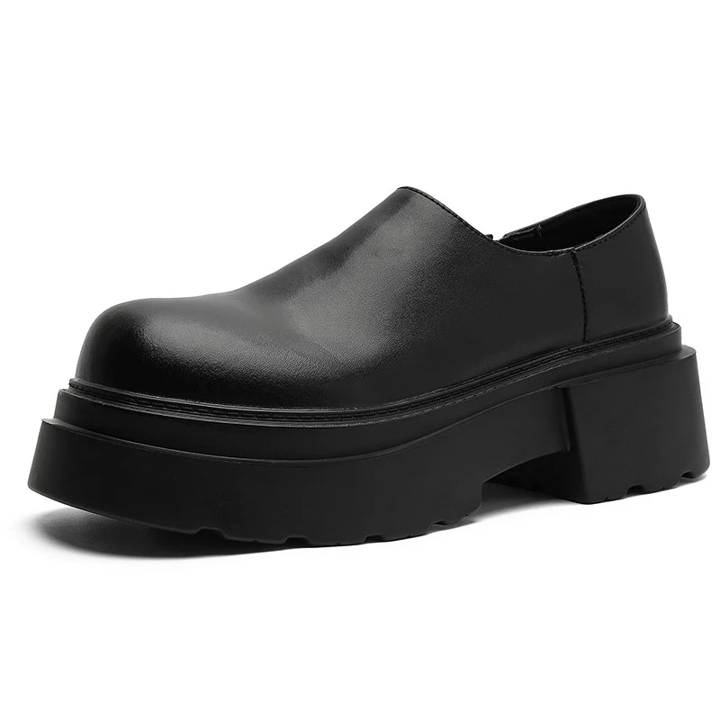 New Designer Mens Casual Leather Shoes Thick British Sole Male Business Footwear Fashion Platform Walking Shoes Non-Slip Loafers