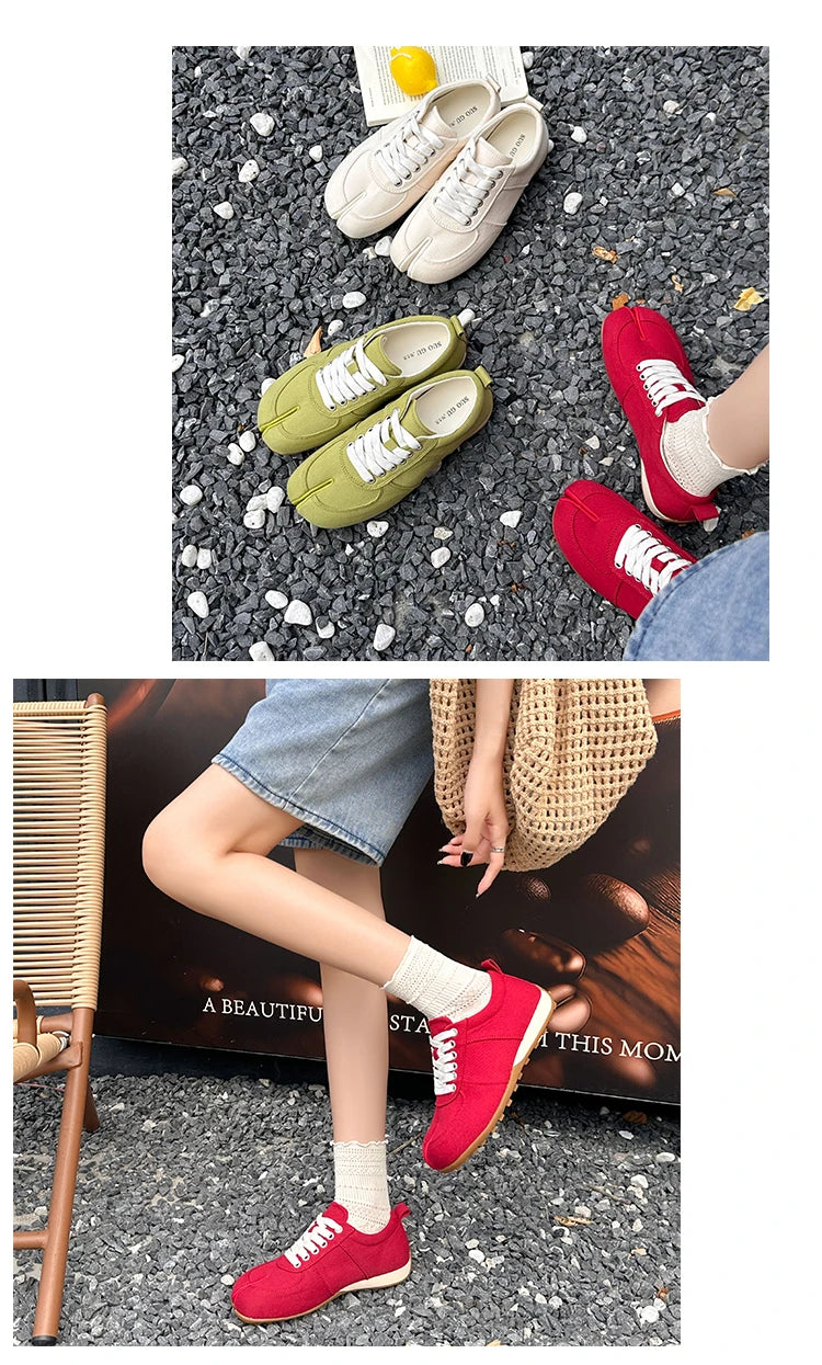 German Training Shoes Women's 2026 Summer Lace Up Forrest Gump Shoes Women's Split Toe Breathable Sports Shoes