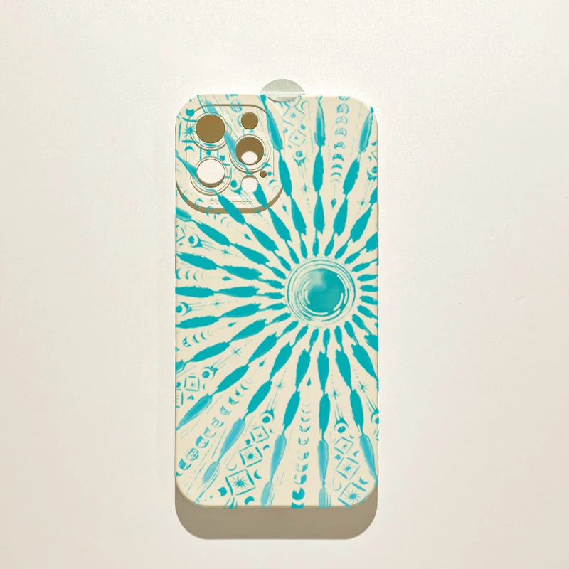 Art Summer Style Golden Sun Phone Case For iPhone 17 11 12 13 14 15 16 Pro Max XS XR 7 8 Plus 16E Shockproof Soft Silicone Cover
