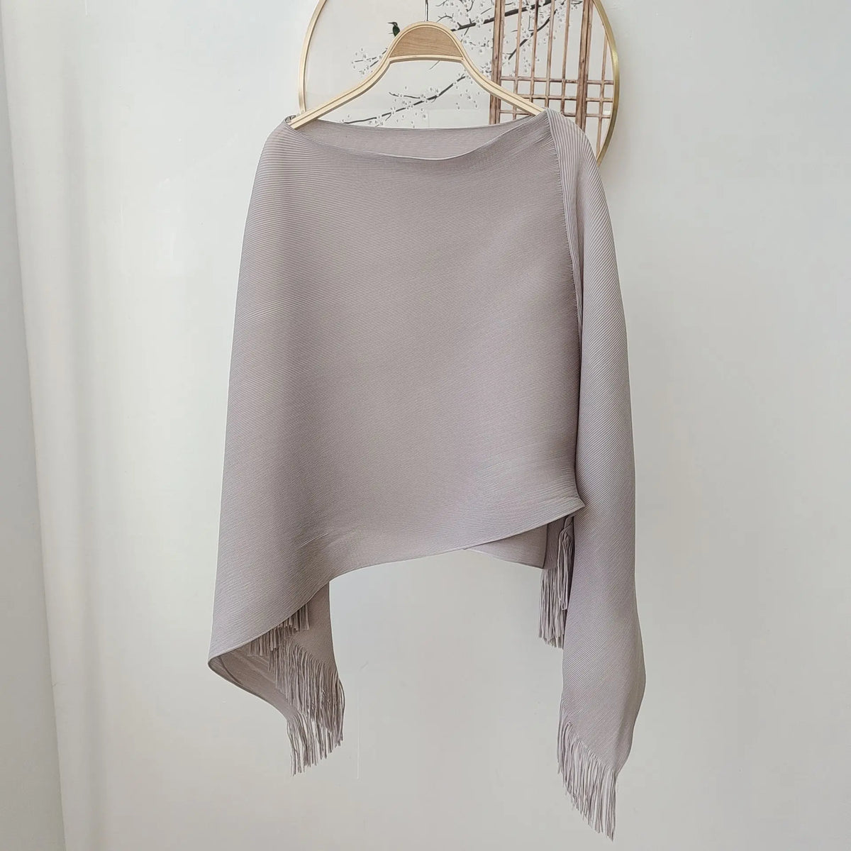 ALSEY Miyake Pleated Fringe Sleeveless Simple Shawl Jacket Autumn Spring New Light Luxury Solid Color Irregular Tops for Women's