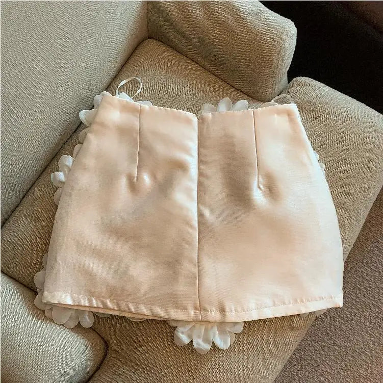 Spring Women Temperament Package Hip Black Three-dimensional Rose Skirt Female Sweet Fashion Y2k A Line Mini Kawaii Skirts