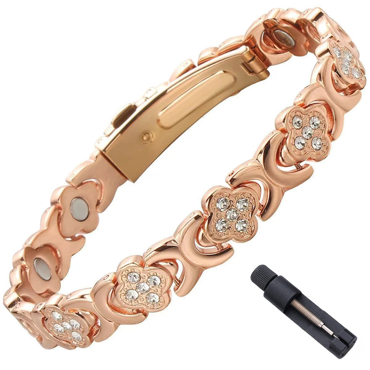 Lucky Grass Purple  Copper Magnetic Bracelet, Ladies' Bracelet; Copper Bracelet; Titanium Steel Jewelry Gift