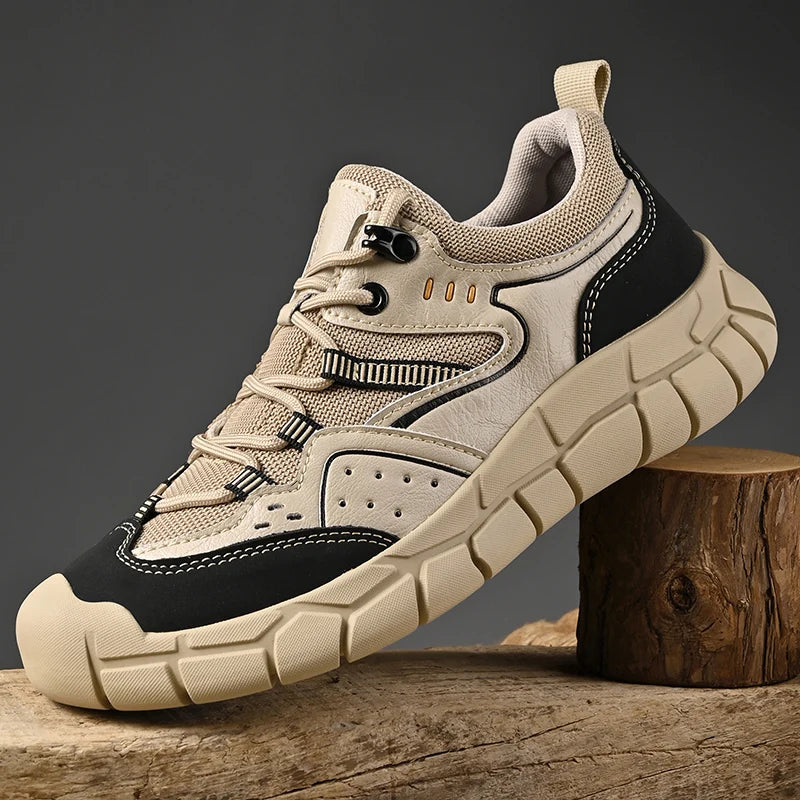 Fashionable Men Comfortable Lace Up Anti-collision Casual Sports Shoes Outdoor Men Breathable Anti Slip Soft Soled Hiking Shoes