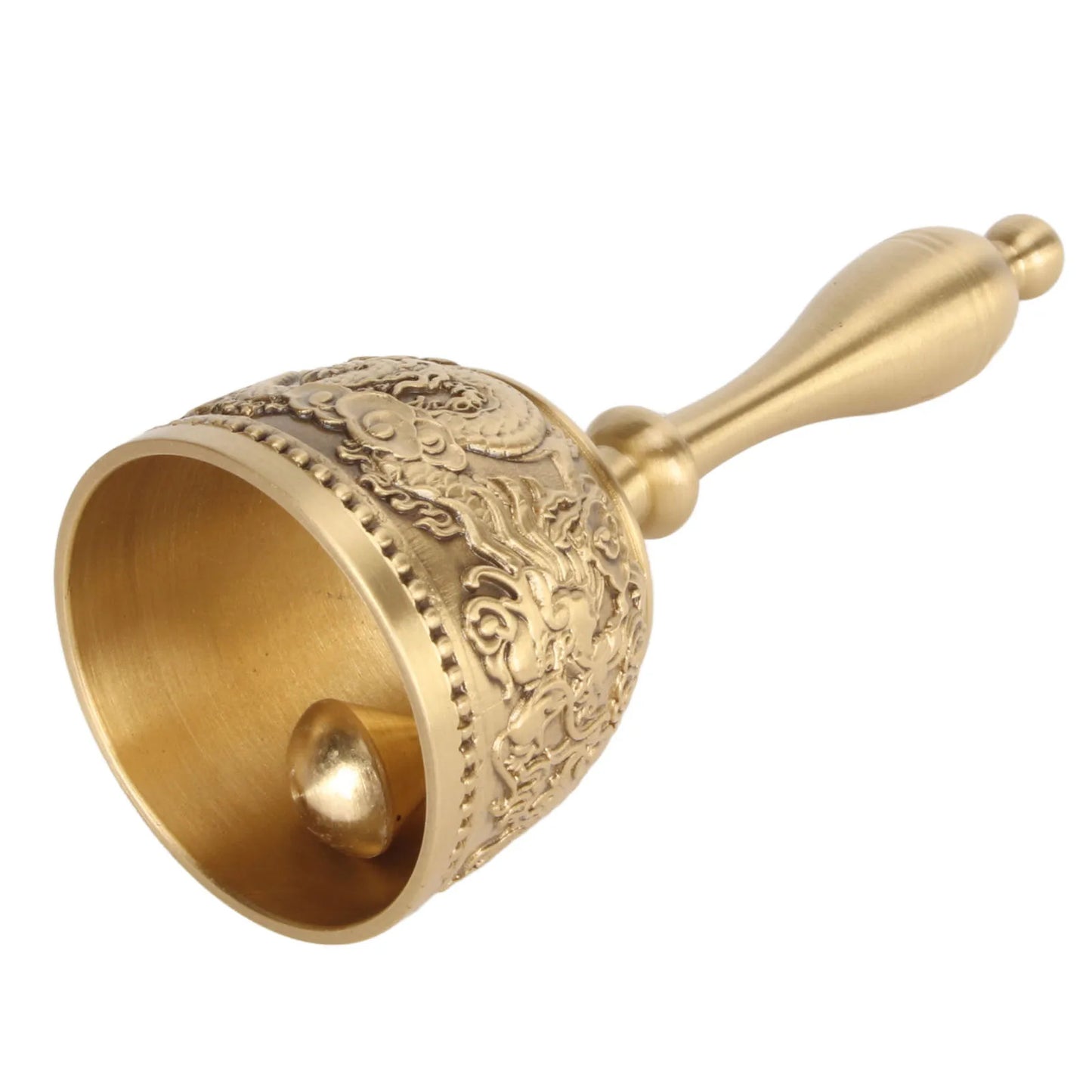 Brass Hand Call Bell Sturdy Handle Decorative Loud Ringing Bell for Home Restaurant Christmas Birthday Weddings Decoration