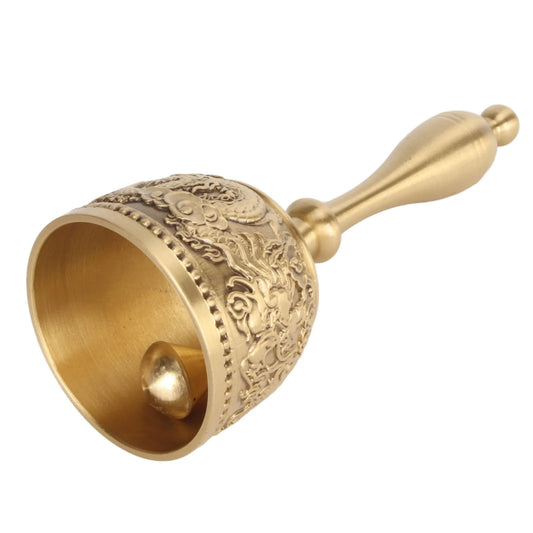 Brass Hand Call Bell Sturdy Handle Decorative Loud Ringing Bell for Home Restaurant Christmas Birthday Weddings Decoration