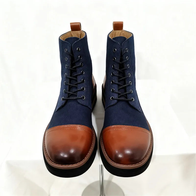 High Quality Men's Autumn New Comfortable High Top Casual Leather Shoes Fashion Brand Men's Lace Up Non Slip Casual Short Boots