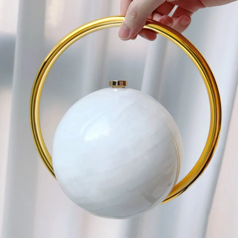 Fashion Bride Pearl White Round Metal Gold Women Luxury Evening Banquet Clutch Bag Wedding Purse Party Crossbody Day Handbag