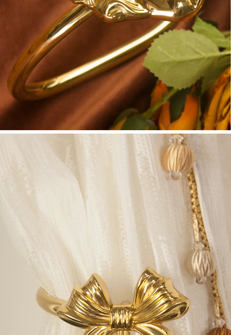 Luxury Brass Curtain Hook Retro Gold Wall Mounted Hanger for Bedroom Living Room Entryway Decor Elegant Hardware Accessories