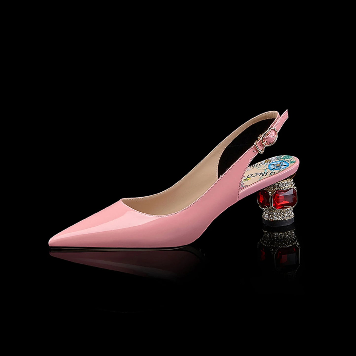 Dilalula 2025 Patent Cow Leather Crystal Heels Sandals Women Pointed Toe Office Ladies Party Dating Wedding Sandals Plus Size