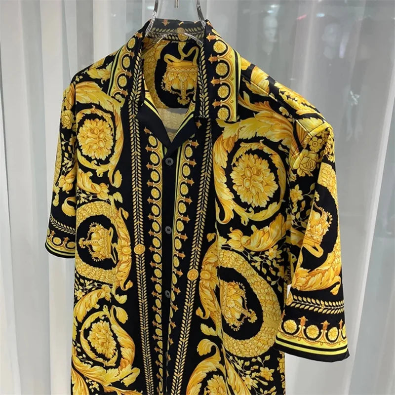 2025 Spring and Summer New Fashion Digital Printing Men's Short Sleeve Shirt High Quality Comfortable Lightweight Fabric