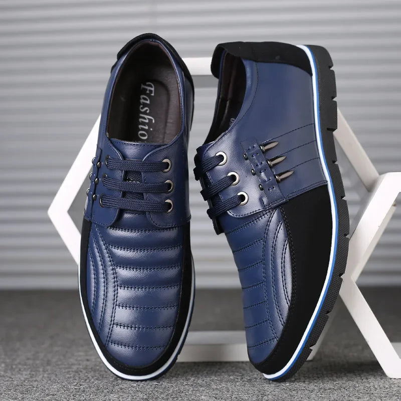 Men Genuine Leather fur Shoes High Quality Elastic Band Fashion Design Solid Tenacity Comfortable Men's Shoes Big Sizes 2021 s34