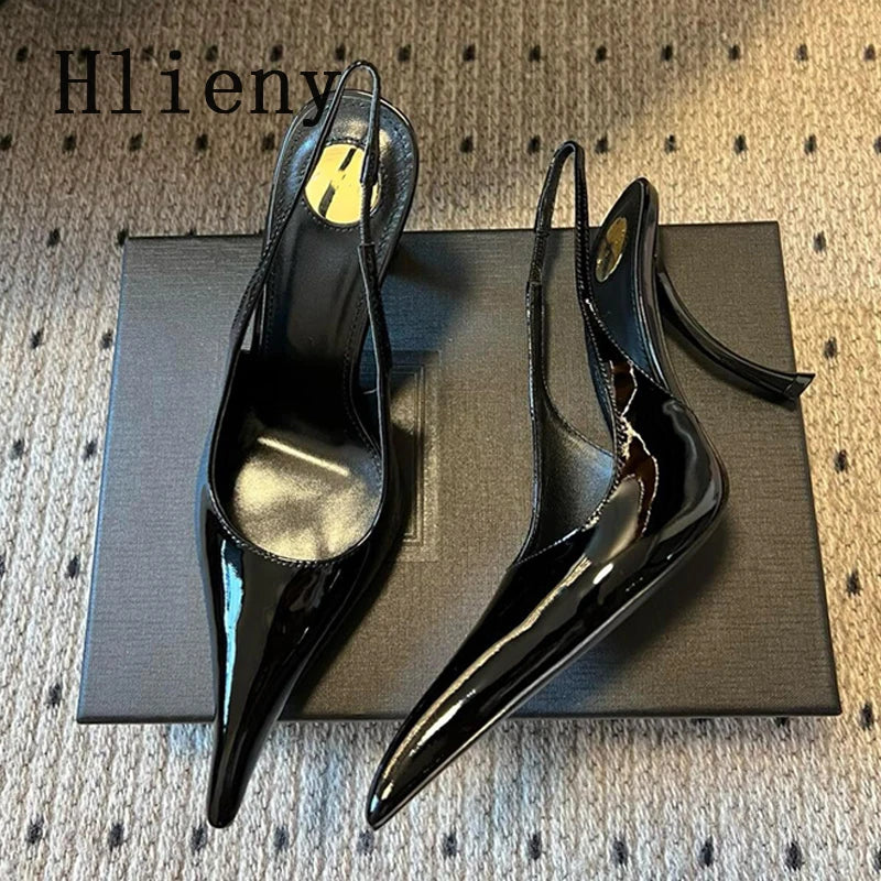 Hlieny Fashion Strange Style High Heels Sandals Sexy Pointed Toe Patent Leather Stiletto Shoes Women Pumps Zapatos De Mujer