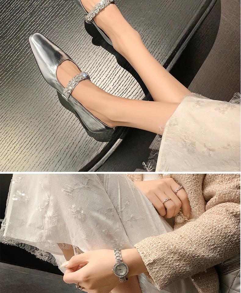 Ods Women Crystal Mules Flats Slippers Designer Sandals 2025 Dress Square-toe Leather Slides Summer Slingback Buckle De Mujer