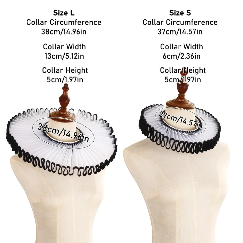 Detachable Shakespeare Neck Ruffled Collar Vintage Elegan Renaissance False Collar Victorian Costume Retro Ruff Collar