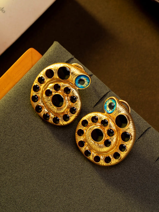 1 Pair of Vintage Earrings with an Exquisite and Unique Design Featuring Exaggerated Snail Eyes and Blue Eyes, Suitable for Women to Wear Daily or at Parties, and Can Be Given as a Gift
