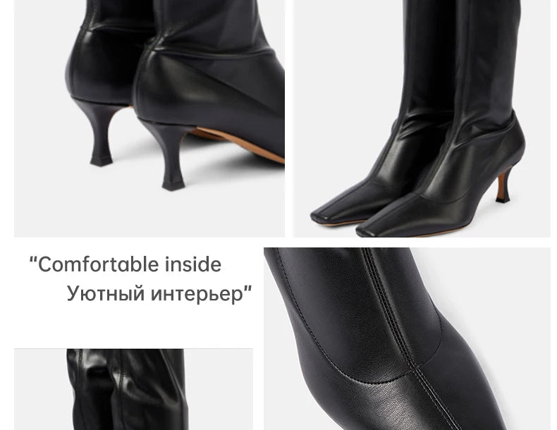 Ods Luxury Brand Black High Boots Women Heels Over the Knee Boot Sexy Zipper Nightclub Ladies Long Latex Shoes Big Size4143 4546