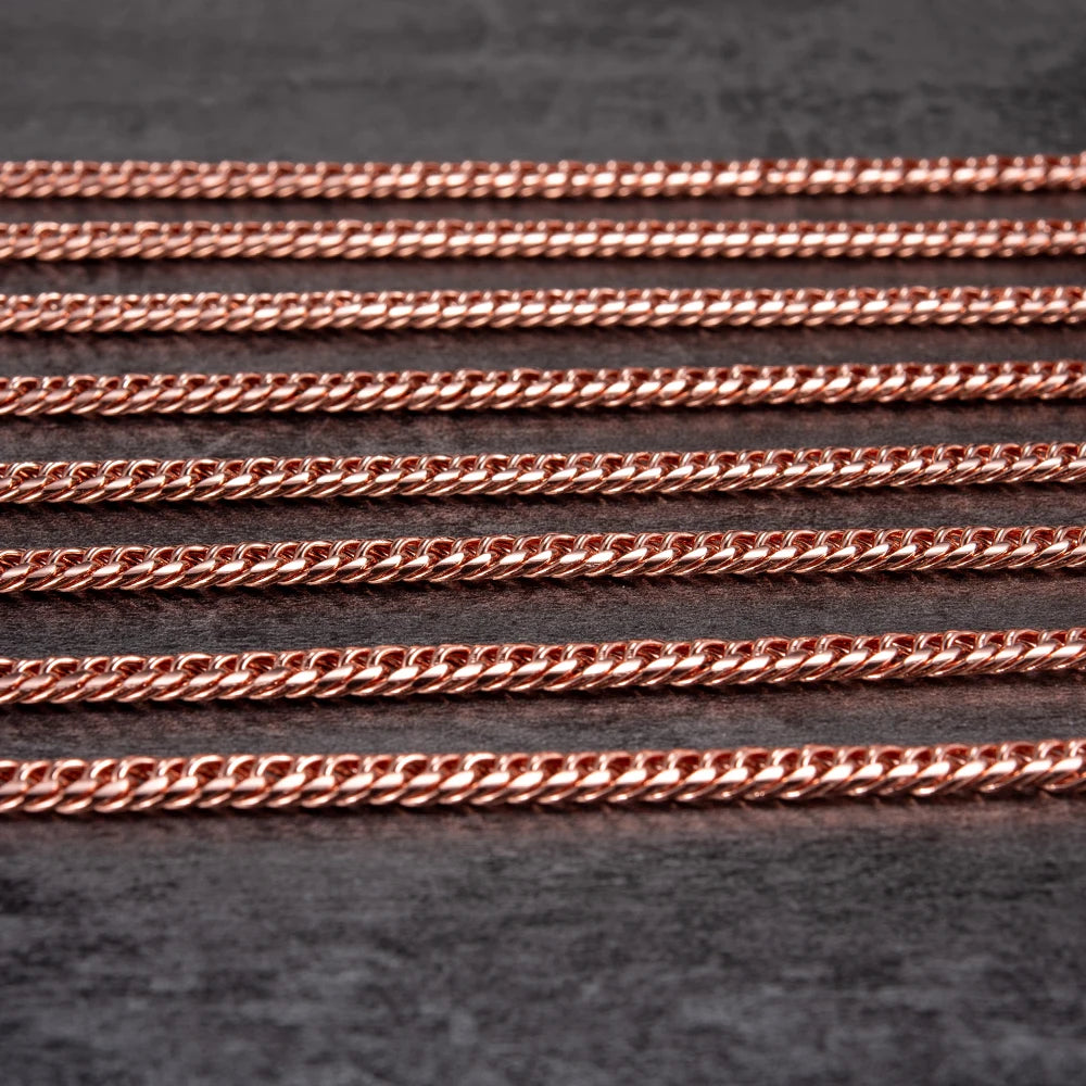Vinterly Cuban Chain Long Necklace for Men Women Red Copper Adjustable 20/22 Inch Twisted Anti-scratch Jewelry Lobster Clasps