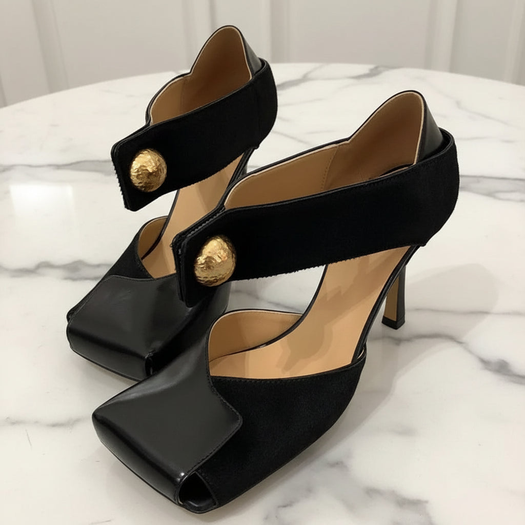 Vintage Square toe Patchwork Leather Women Pumps Fashion Spring Autumn Mary Janes Horsehair Stiletto High heels Party Prom Shoes