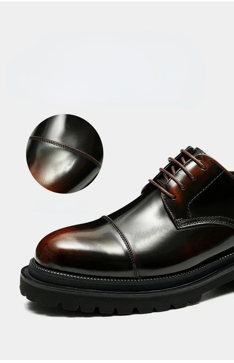 Patent Leather Mens Business Derby Shoes Luxury Brand Handmade Genuine Leather Fashion Designer Platform Wedding Dress Shoes Man