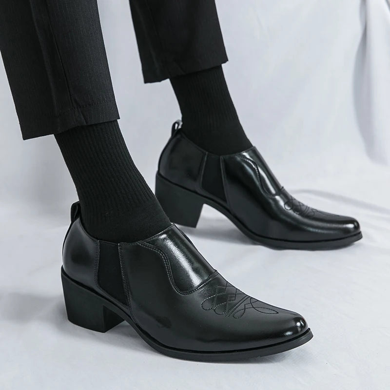 Spring New Men's Height Increased By 6 Centimeters Comfortable Leather Shoes Fashionable Business Attire Groom's Wedding Shoes
