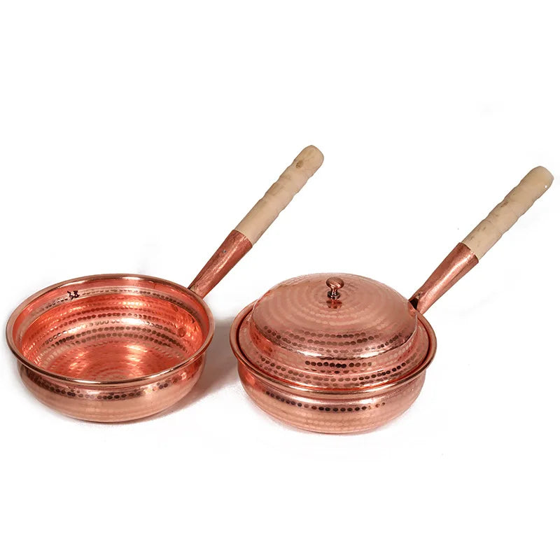 Handmade Pure Copper Double-Ear Rice Pot with Thickened Base Premium Heat Conduction Cookware for Noodles Soup Durable