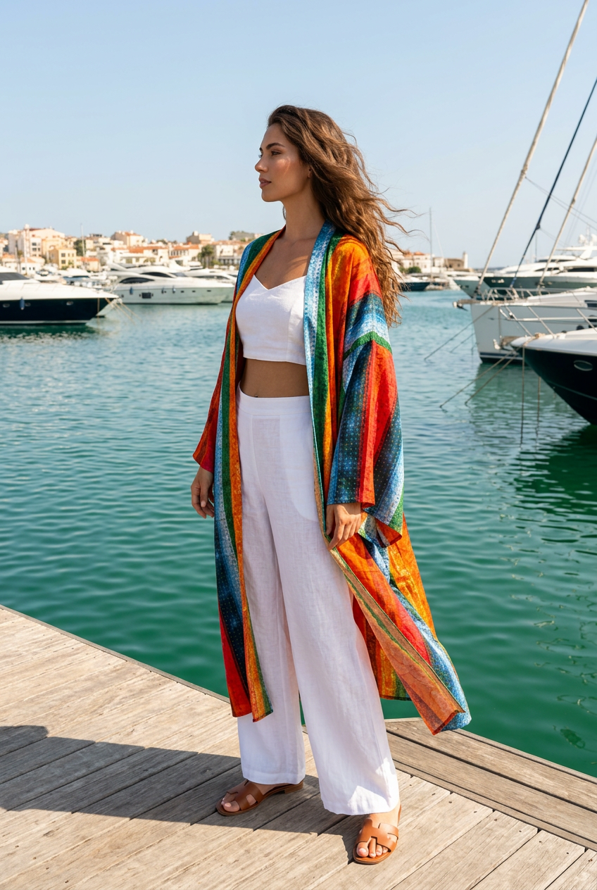 WINYI beach cover up print kimono Silk feel Dress Beach Wear Boho Cardigan abaya women muslim dress africa Long Sleeve coat