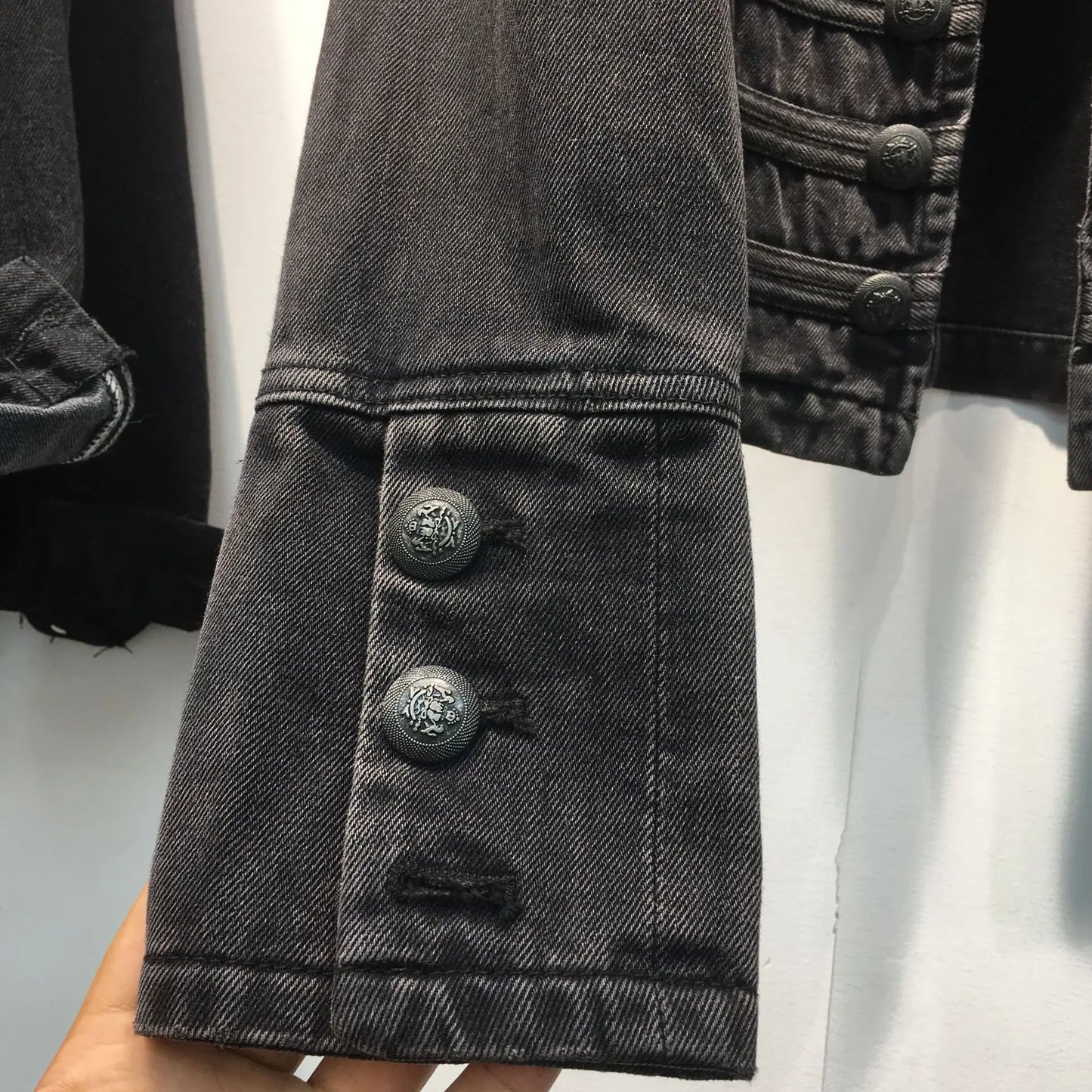 Retro Military Style Handsome Stand Collar Denim Jackets Female Double-breasted Wild Slim Short Denim Jackets Women Outerwear