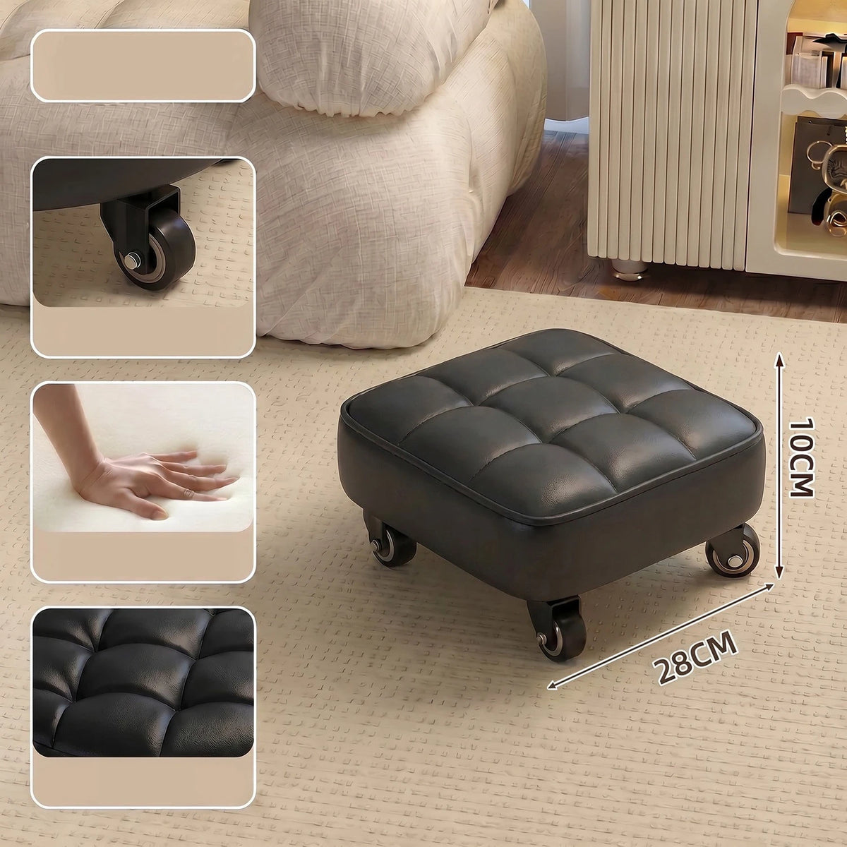 Household Wheeled Low Stools Floor-cleaning Chairs Wheeled Seam Sealing Stools Rotating Nail and Pedicure Round Stools