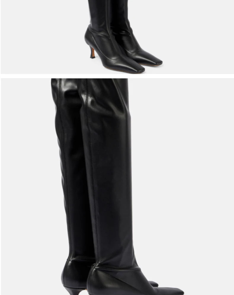 Ods Luxury Brand Black High Boots Women Heels Over the Knee Boot Sexy Zipper Nightclub Ladies Long Latex Shoes Big Size4143 4546