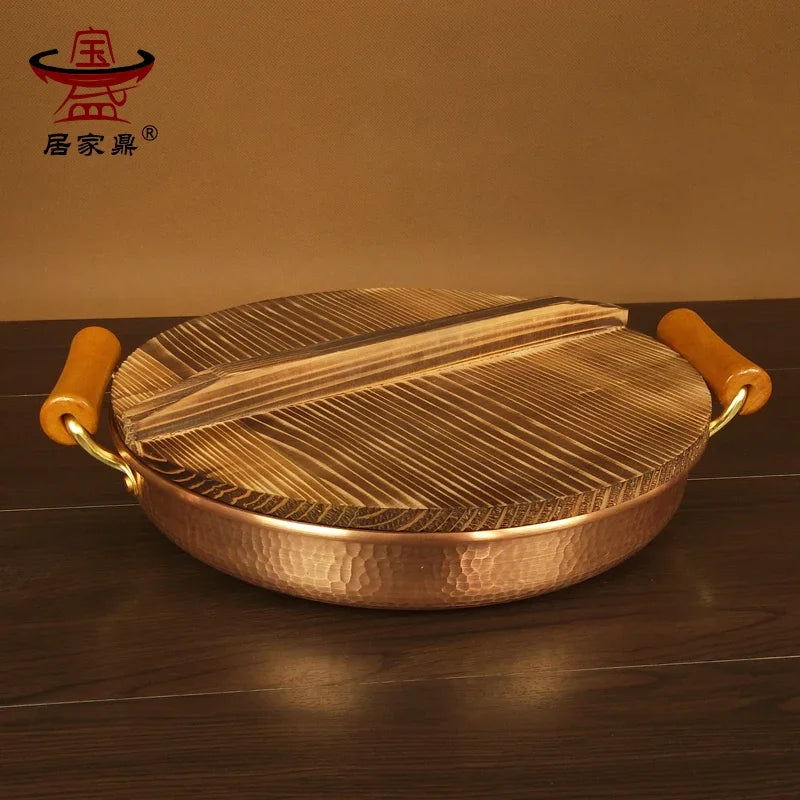 Pan Barbecue Plate Pure Red Copper Beer Mug Set Barbecue Plate Fried Meat Plate Binaural Pan Pure Copper New Chinese Style