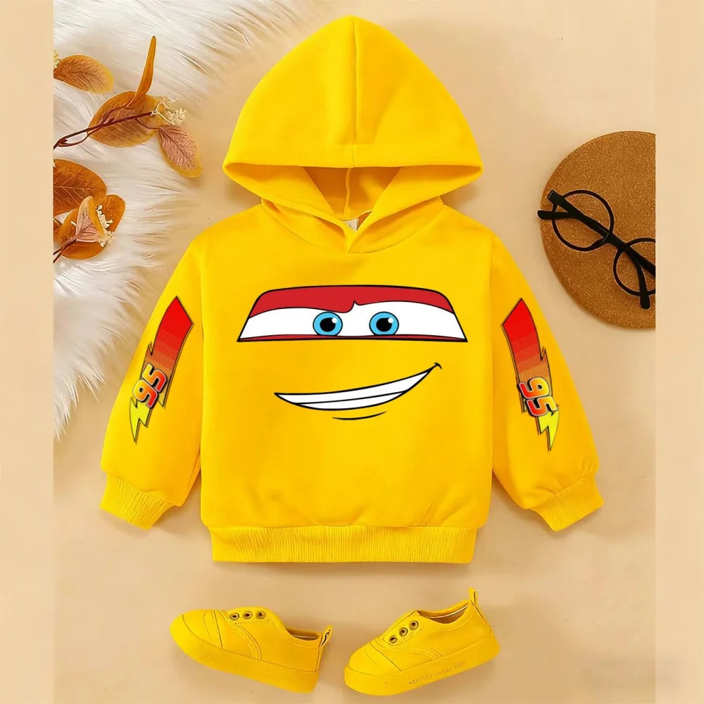 Girls and Boys Classic Anime Car Story Children's Spring and Autumn Fashion Hoodie, 3-14Y Boys and Girls Hoodie
