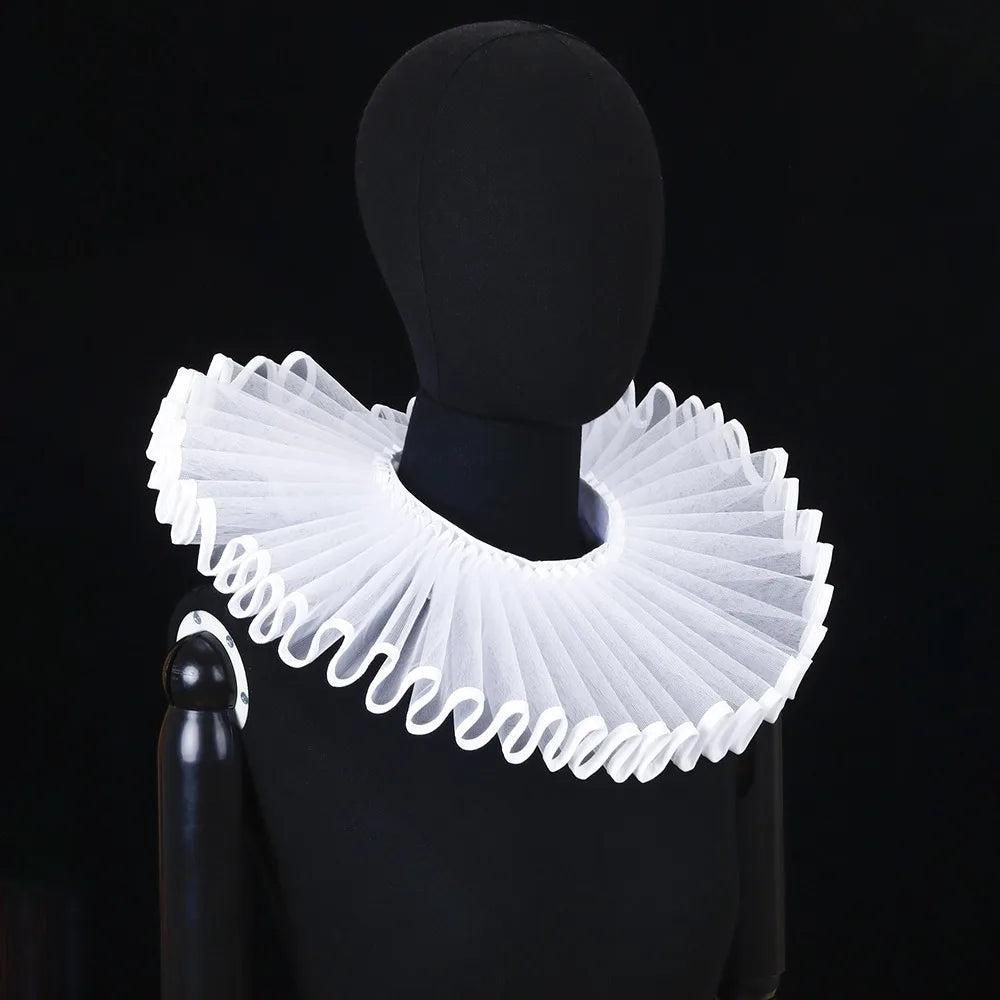 Detachable Shakespeare Neck Ruffled Collar Vintage Elegan Renaissance False Collar Victorian Costume Retro Ruff Collar