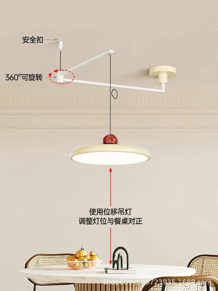 Movable Rocker Arm Restaurant Chandelier Modern Simple Table Light Advanced French Full Spectrum Eye Protection Light