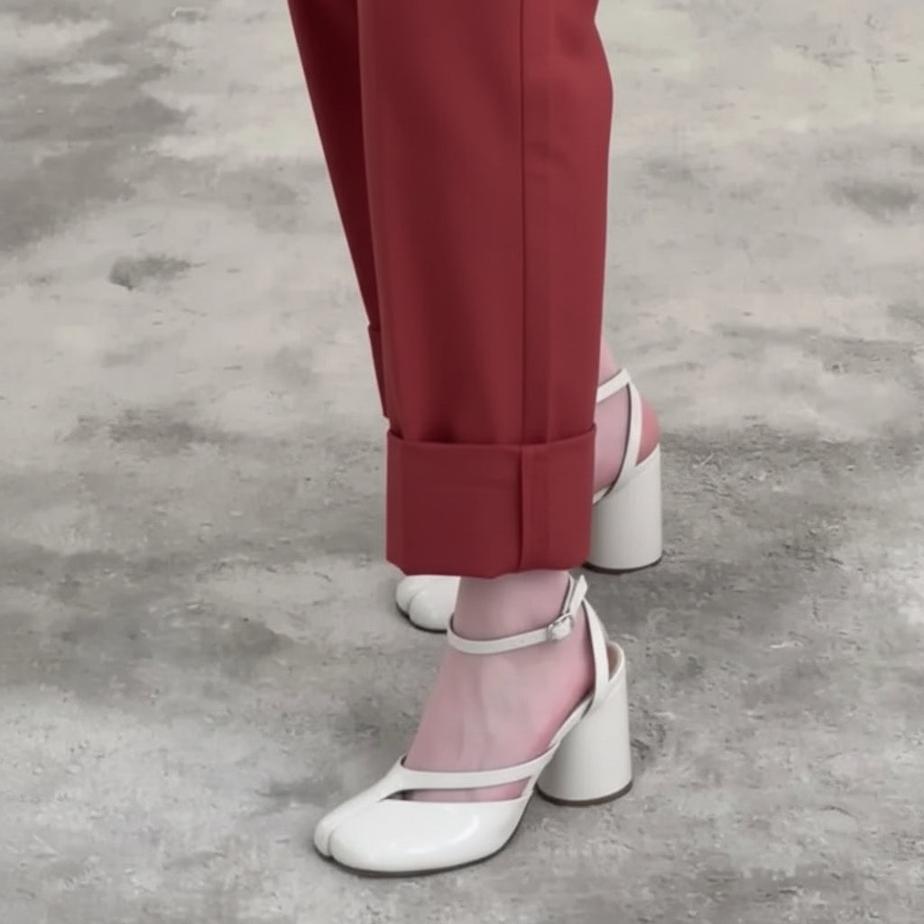 2025 New Fashion Patent Leather Cross Strap Tabi Women Sandals Summer Slingbacks Split toe Thick High heels Chunky Shoes Sandals