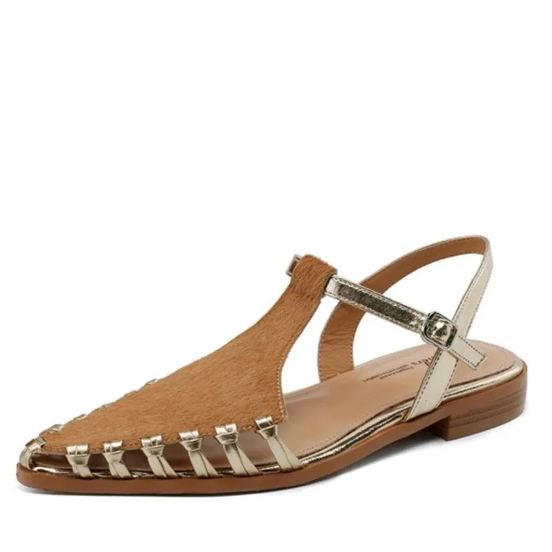Fashion Horsehair t-strap women's Sandals Covered Toe Low Heels Female Summer Sandals Ladies Casual Sandals Walk