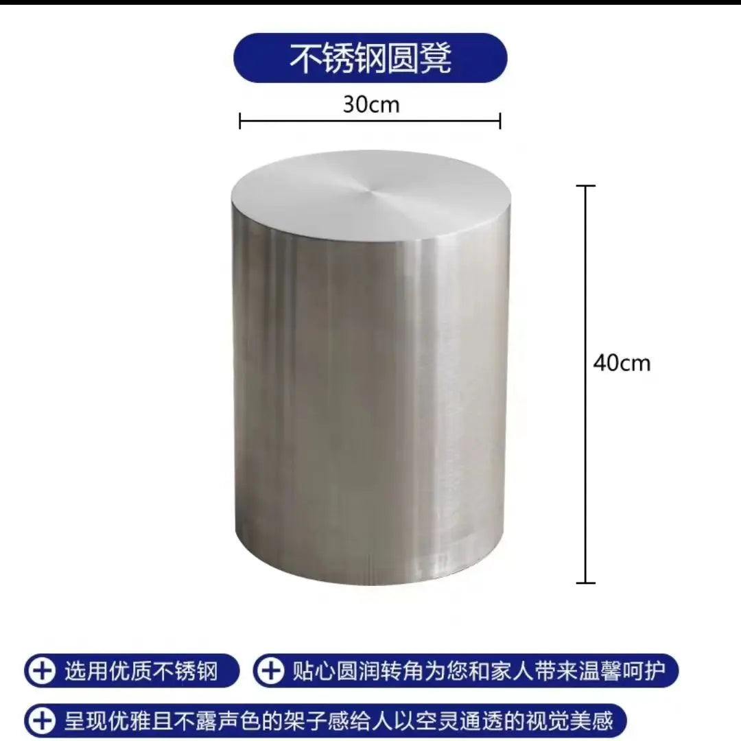 Nordic Metal Living Room Stool Industrial Round Chair for Milk Tea Shop Commercial Furniture Stainless Steel Simple Bistro Seat