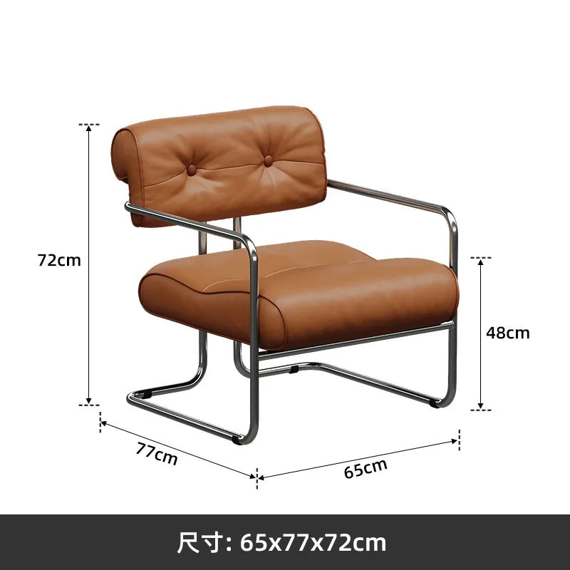 Single Chair Lounge Dining Chair Stainless Steel French Negotiation Balcony Lounge Chair