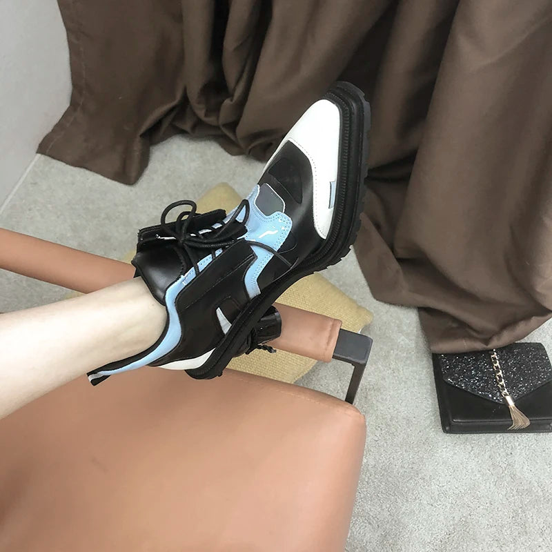 New Women High patent leather Boots pointed-toe Thick Heels Females Shoes Vintage Leather Comfortable Sewing Breathable Party